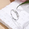 wholesale S925 Sterling Silver New Korean Light Luxury Ring for Women, Letter 'MOM' Design with Zircon Embellishment, Exquisite Closed Adjustable Ring for Women-0-1