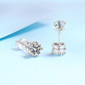 wholesale PT950 gold plated 925 sterling silver four-prong moissanite stud earrings with screw backs,-0-1