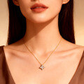 S925 Sterling Silver Moissanite Four-Leaf Flower Teardrop Pendant Necklace-0-0