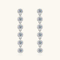 wholesale S925 Sterling Silver European and American Personalized Long Moissanite Earrings for Women Fashion Tassel Drop Earrings Straight Row Round Ear Jewelry-0-1