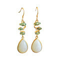 wholesale Gold-plated and silver-inlaid cloisonné cloud pattern Hetian jade droplet earrings for certificate, antique-style jade earrings, cheongsam, and Hanfu-0-4