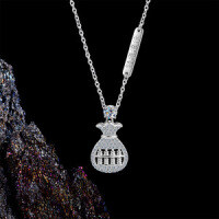 S925 Silver Sand Gold Abacus Pendant Minimalist Necklace-S925 sterling silver with 30-point moissanite