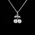 925 Sterling Silver Blue Moissanite Cherry Pendant Necklace-0-4
