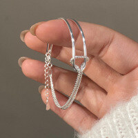 wholesale S925 Sterling Silver Designer Double-Layer Chain Knot Bracelet Ins Style High-End Fashion Jewelry S6282-S925 Silver Bracelet 925 Silver