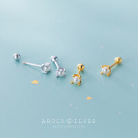 wholesale S925 Silver Stud Earrings for Women, Mini Four-Paw Pearl, Small and Simple Elegant Screw Earrings for Healing Ear Piercing G2026-S925 silver pair silver model>925 silver