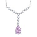 wholesale S925 Sterling Silver New 8*12 Pink Diamond Y-Shape Teardrop Pendant Necklace, Elegant, Sweet, Classic and Minimalist-0-4