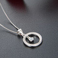 wholesale S925 Sterling Silver Full Diamond Japanese Korean Style Fashion Round Necklace with Jumping Heart Pendant Collarbone Chain for Women Wholesale-0-1