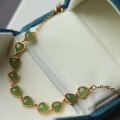 wholesale S925 silver inlaid natural Russian jade full-color vibrant green heart-shaped bracelet-0-2