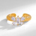 wholesale Metal material first: new fashion butterfly zircon wheat ear ring for women, Italian brushed finish, lightweight luxury and ethereal elegance ring-0-2