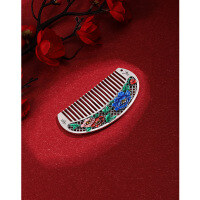 wholesale 999 sterling silver genuine silver comb with enamel handcrafted snowflake design, pure silver scraping massage healthcare gift for mom-999 silver 56 grams with certificate