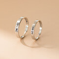wholesale S925 Sterling Silver Fresh and Sweet Ins Style Peace and Joy Frosted Brushed Couple Ring R02834-0-0