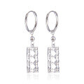 wholesale Sterling Silver Long Square Earrings for Women, Unique Niche Design Hoop, Elegant High-End Stud Earrings-0-4