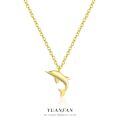 wholesale 18k Gold Plated S925 Sterling Silver Dolphin Pendant Necklace with Zircon, Ins Minimalist Design-0-0