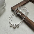 wholesale S925 Sterling Silver Multi-layer Snake Bone Brushed Round Ball Heavy Work Fashion Unique Niche Design Sense Collarbone Chain-0-5