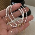 wholesale Sterling Silver Basic Round Strong Light Swarovski Crystal Pearl Bracelet Exquisite Minimalist Fashion Versatile Fever Blogger-0-1