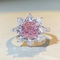 wholesale S925 Sterling Silver Ins Style Pink Diamond HW Ring for Women, Flower Sunflower Square Box Ring, Heart Ring, Does Not Fade-0-3