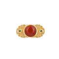 wholesale [925 Sterling Silver Gold Plated Inlaid with Natural Southern Red Agate and Jadeite Hand Plate Double Ear Accessories Red Jadeite Bezel Set Double Ring Buckle DIY Bracelet]-0-4