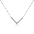 wholesale S925 Sterling Silver Cross-Border Hot Pick V-Shape Micro-Pave Zircon Necklace, Light Luxury Minimalist Design Niche Collarbone Chain-0-4