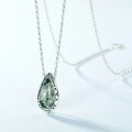 wholesale S925 Sterling Silver Minimalist Geometric Teardrop Moss Agate Pendant Choker Necklace Vintage Style Wholesale-0-2