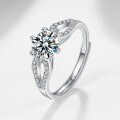 Sterling Silver D Color Moissanite Six-Prong 1 Carat Adjustable Proposal Ring-0-0