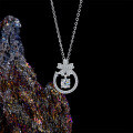 Sterling Silver Small Design Four-Leaf Clover Moissanite Pendant Necklace-0-1