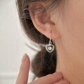 wholesale Metal Material: S999 Sterling Silver Jumping Heart Ear Hook Earrings, Versatile, Fresh and Trendy, Light Luxury, Minimalist Style, Korean Version-0-2