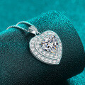 S925 Silver Moissanite Necklace with Heart Pendant, Sweet and Elegant for Daily Wear-0-1