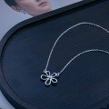 wholesale 999 Silver Maker's Five-Leaf Flower Smooth Necklace Korean Style Clavicle Chain Women's Sunflower Elegant Jewelry Wholesale-0-1