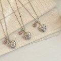 wholesale S925 Sterling Silver Ice-Pick Sparkling Starry Heart Double Pendant Necklace, Japanese Sweetheart Versatile High-End Collarbone Chain for Women-0-0