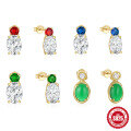 wholesale 925 Sterling Silver New Classic Luxury Diamond-Encrusted Emerald Stud Earrings,。-0-0