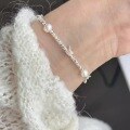 wholesale S925 Sterling Silver Butterfly Freshwater Pearl Small Silver Bead Bracelet, Fashionable and Luxurious Niche Design with a High-End Feel-0-0