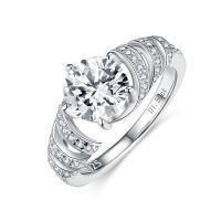 wholesale 18k gold-plated S925 silver 15ct round moissanite women's engagement ring for AliExpress bestsellers-1.5 carat pure Moissanite  US size 9 (HK size 20)