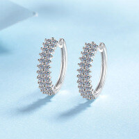 wholesale S925 Sterling Silver Moissanite Earrings for Women, Inlaid with Diamonds, Korean-style Elegant Ear Clips, Simple and Fashionable-Moissanite 1.2 carats 925 silver