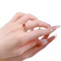 wholesale S925 Silver Gold 6*6mm Heart-shaped Pigeon Blood Red Diamond Ring for Women, Daily Wear, Cross-border Xiaohongshu-0-4