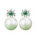 wholesale S925 Sterling Silver Flower Mother-of-Pearl Shell Pearl Earrings Set with High-Carbon Diamonds, New Design, Niche Style-0-4
