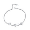 wholesale S925 Sterling Silver Moissanite Three-Diamond Bracelet Simple and Versatile Heart-shaped Bangle New Cross-Border Wholesale-0-4