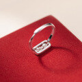 wholesale S925 Sterling Silver New Chinese Style Jin Wei Xue Same Design Vajra Ring Sweet Ins Style Minimalist Square Ring R02845-0-4