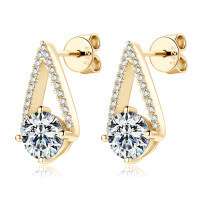 S925 Sterling Silver D-color Moissanite Bow Earrings-V Style [Clearance Sale with Free Shipping] K Gold  925 Silver