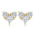 wholesale Au750 gold, high-end stylish 18k gold set with lab-grown diamond three-stone ear studs heart-shaped earrings-0-4