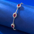 wholesale S925 Silver New Year Red Gem Ribbon Rubellite Elastic Bracelet Palace Style Festive Edition-0-2