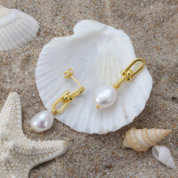 wholesale S925 Sterling Silver, 14K Gold Fashion Versatile Wholesale Cloud-Pull Earrings with Baroque Pearl Accent-Baroque pearls approx. 11mm 925 silver