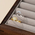 wholesale S925 Sterling Silver Micro-paved Shiny Crystal Sun And Moon Couple Rings, Light Luxury And Versatile-0-2