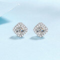 wholesale Pt950 plated S925 sterling silver moissanite stud earrings for women, factory wholesale in stock-0-0
