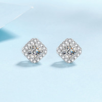 wholesale Pt950 plated S925 sterling silver moissanite stud earrings for women, factory wholesale in stock-4.5mm zircon 925 silver