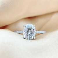wholesale S925 Sterling Silver Oval Moissanite Ring 3ct Fancy Shape Egg Finger Ring Hot Selling in Cross-Border Europe and America-5*7 (zircon) ring size 6