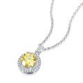 wholesale [925 Sterling Silver] Paved Round Brilliant Cut Yellow Moissanite Pendant Necklace for Women, Stylish Gift Accessory, Ready to Ship Wholesale-0-4