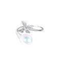 wholesale S925 Sterling Silver Korean Ultra Fairy Ins Style High-End Butterfly Ring for Women with Freshwater Pearl Index Finger Ring-0-4