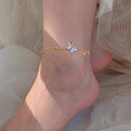 wholesale S925 sterling silver butterfly versatile small batch unique French-style luxury ankle chain for women's daily commute fashion-0-3