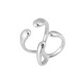 wholesale S925 Sterling Silver Geometric X-Crossover Design Ring for Women, Korean Minimalist Ins Style, Sweet Yet Edgy and Unique-0-5