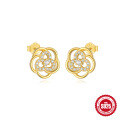 wholesale S925 Sterling Silver Fashionable Petal Diamond and Pearl Earrings, Korean Style Minimalist Studs-0-8